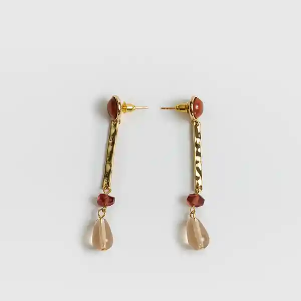 Aros Boho Piedra Gota Dorado