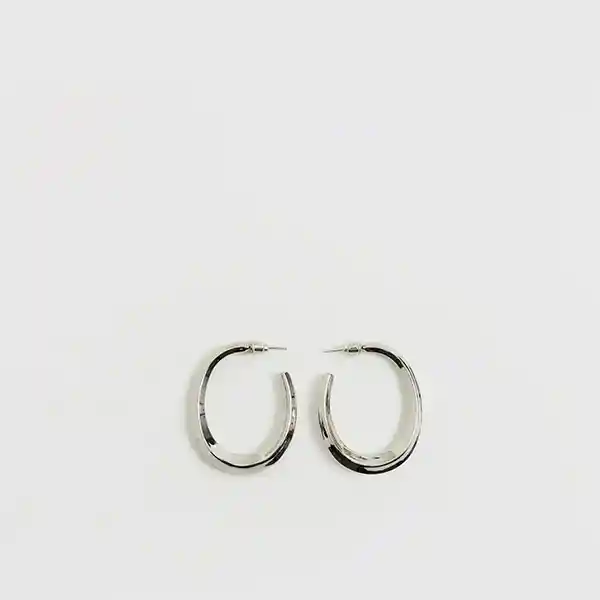 Aros Boho Argollas Ovaladas Plateado