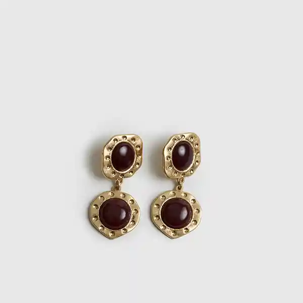 Aros Boho Machacados Strass Piedra Dorado