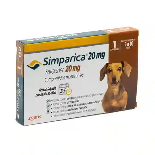 Simparica Antiparasitario Oral Masticable Para Perros De 20 A 40 Kg 1 ...