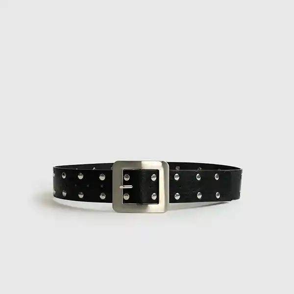 Cinturón Street Tachas Hebilla Cuadrada S/m Negro