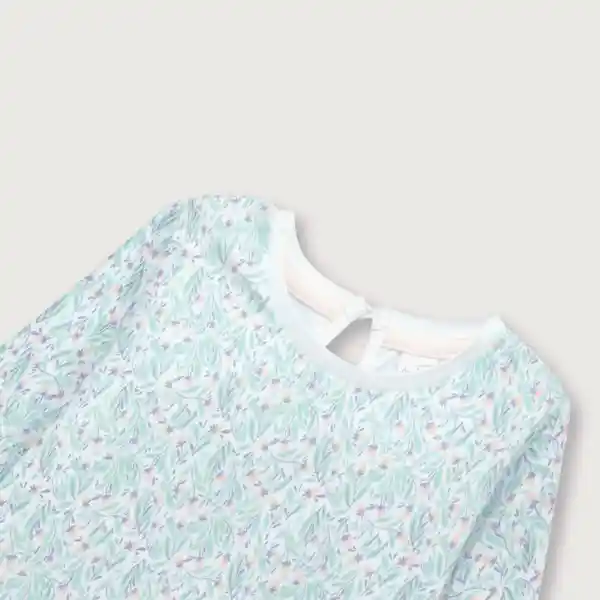 Polera Esencial de Niña Print Aqua Talla 3A Opaline