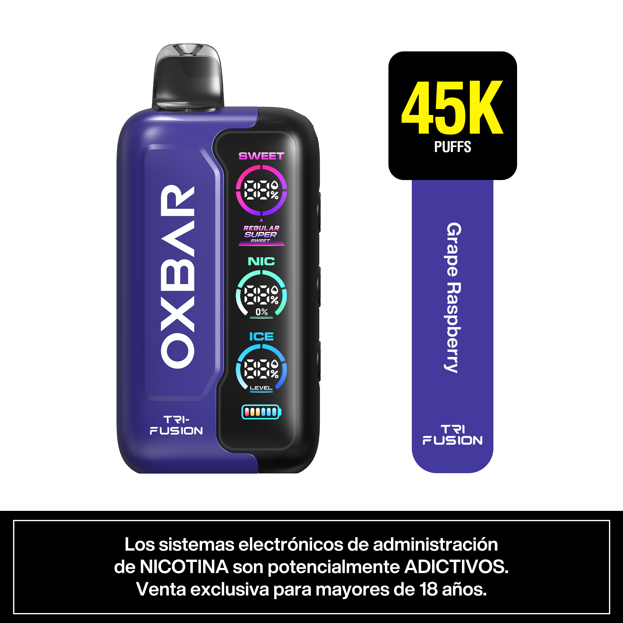 Oxbar Tri Fusion 45k Puffs – Grape Raspberry - Rappi
