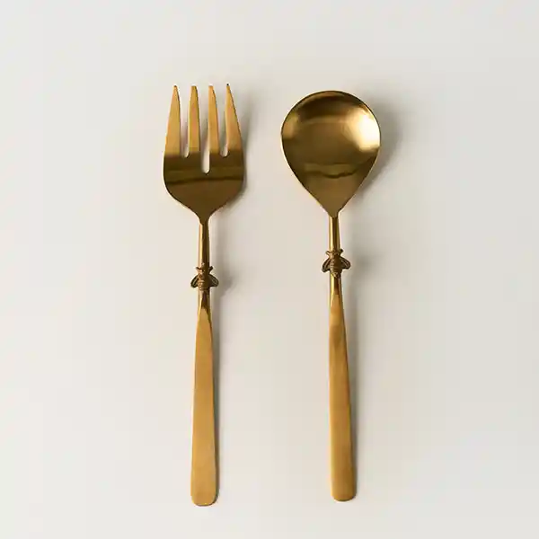 Set Cubiertos Acero Inoxidable Abejas Dorado