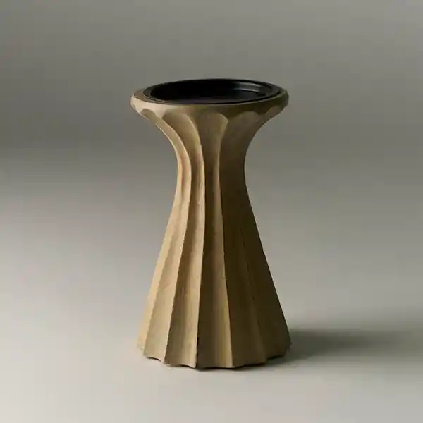 Candelabro Mediano Boho Madera Blanca Taupe