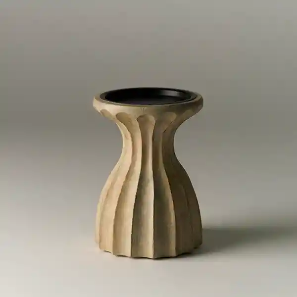 Candelabro Pequeño Boho Madera Blanca Taupe