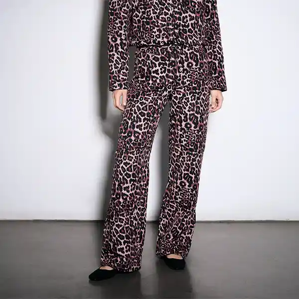 Pantalón Solsticio Animal Print 36 Rosado