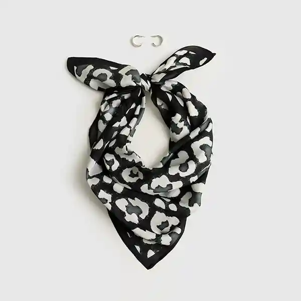 Set Pañuelo Y Aros Pañuelo Estampado Argollas Doble Plateado
