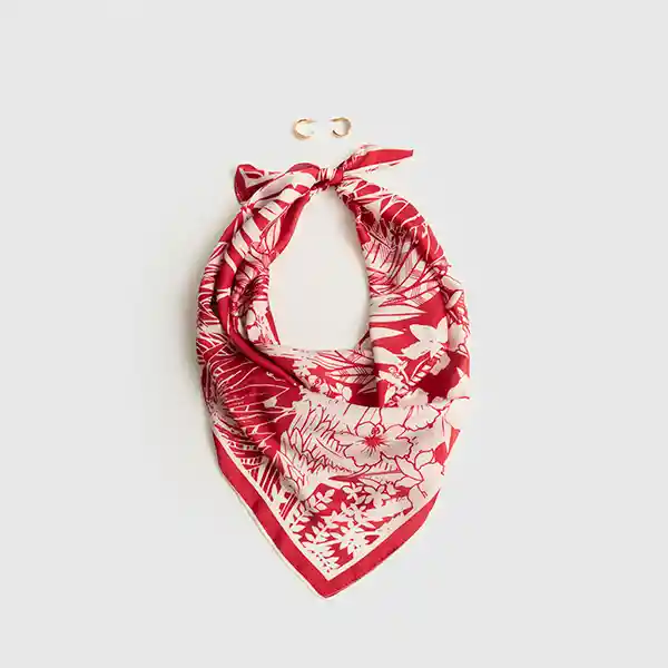 Set Pañuelo Y Aros Pañuelo Estampado Argollas Doble Dorado