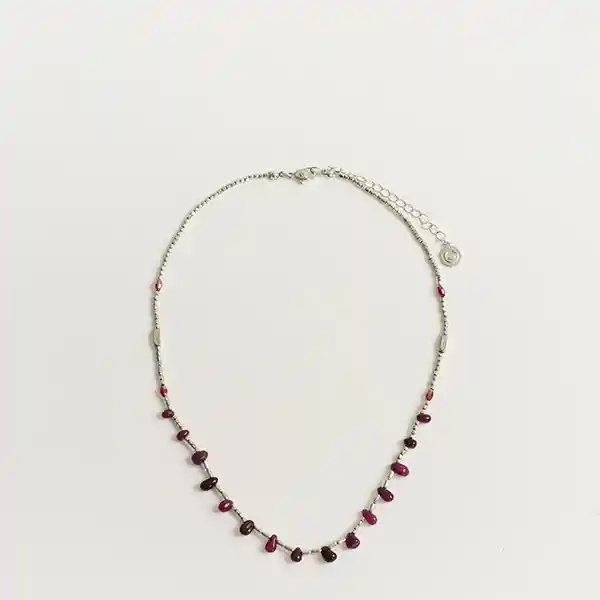 Collar Boho Mostacillas Piedras Plateado