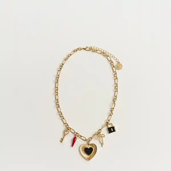 Collar Street Cadena Gruesa Charms Distintos Dorado
