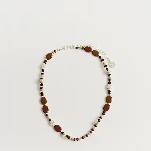 Collar Boho Mostacillas Piedras Resina Plateado