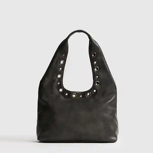 Cartera De Hombro Street Eyelets Handle Gris
