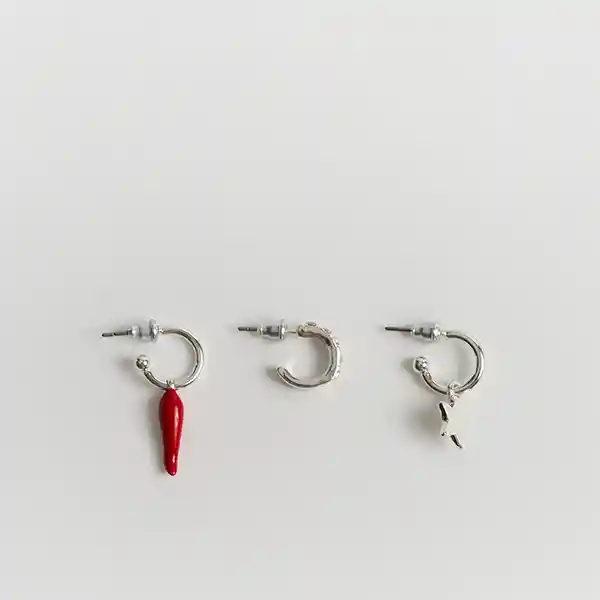 Set Aros Street Argollas Pequeñas Diferentes Plateado