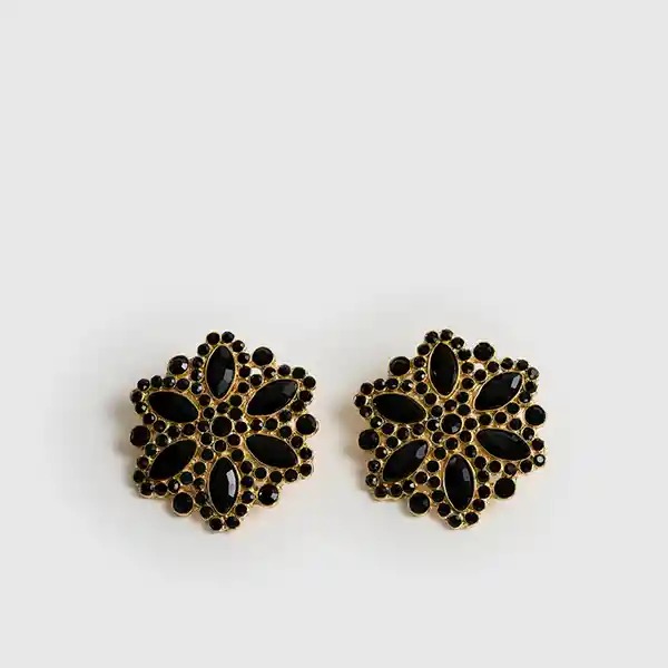 Aros Fiesta Flor Mostacillas Grandes Dorado