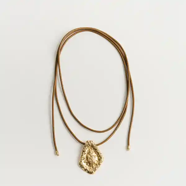 Collar Woman Cuero Triángulo Machacado Café