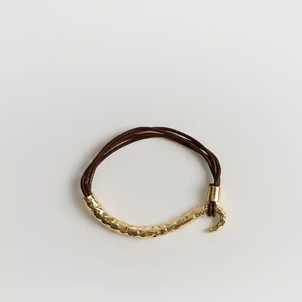 Pulsera Woman Cuero Mostacillas Café