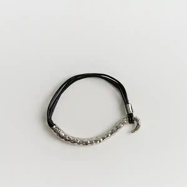 Pulsera Woman Cuero Mostacillas Negro