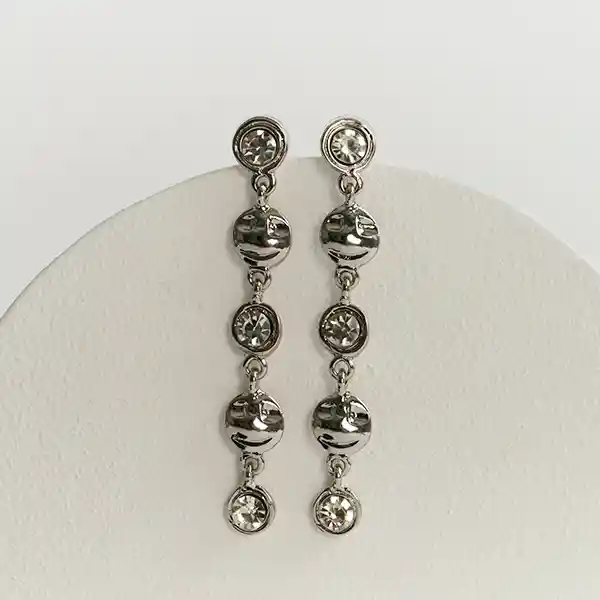 Aros Fiesta Strass Punto Luz Plateado