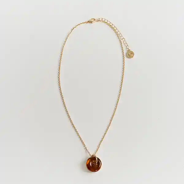 Collar Woman Pelota Resina Colgante Dorado