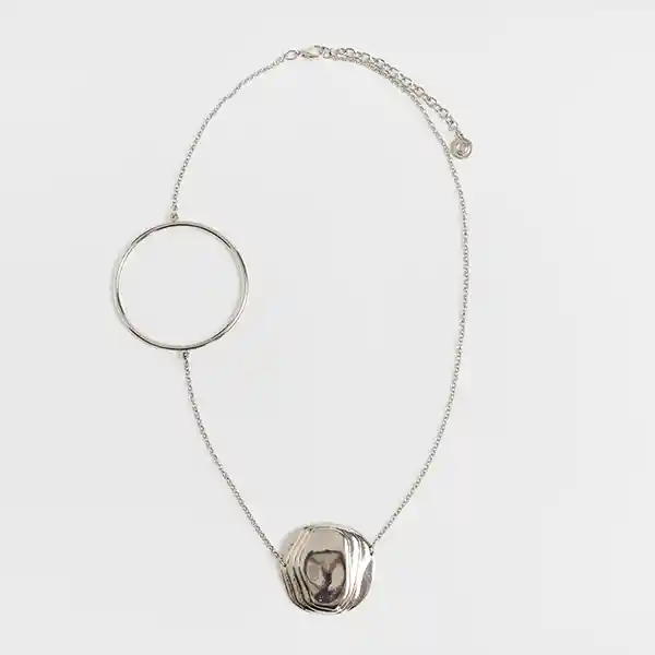 Collar Círculo Moneda Plateado