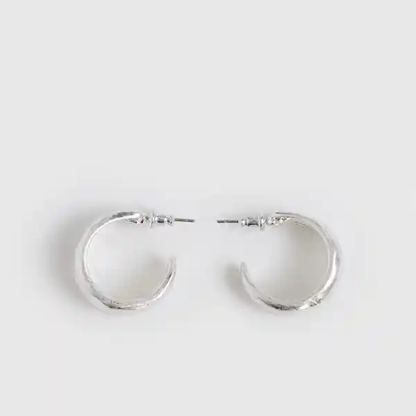 Aros Argollas Doble Machacadas Plateado