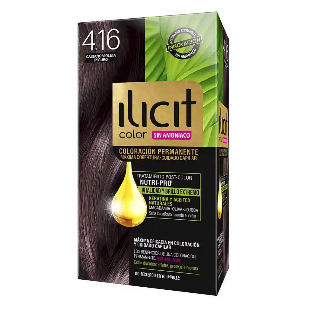 Ilicit Tintura Capilar Sin Amoniaco Castaño Violeta Oscuro 4.16