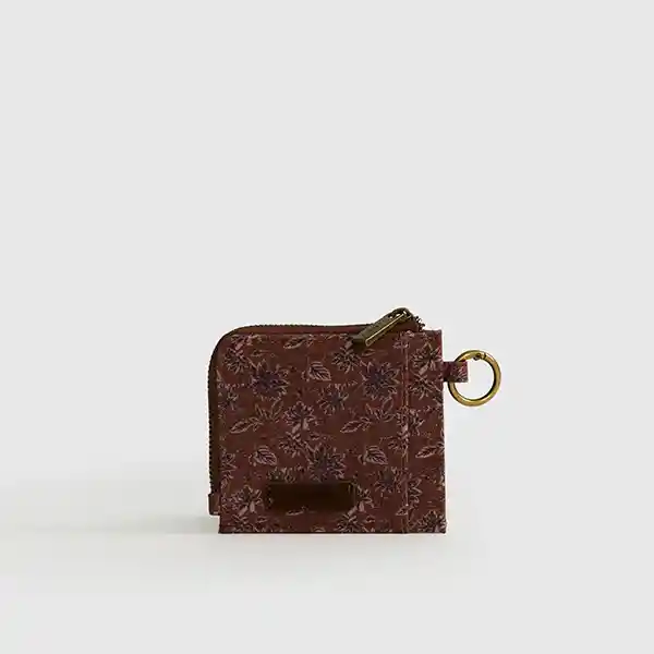 Tarjetero Boho Canvas Flores Café