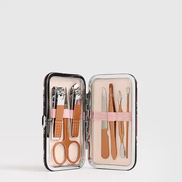 Set Manicure Self Care Estuche Print Burdeo