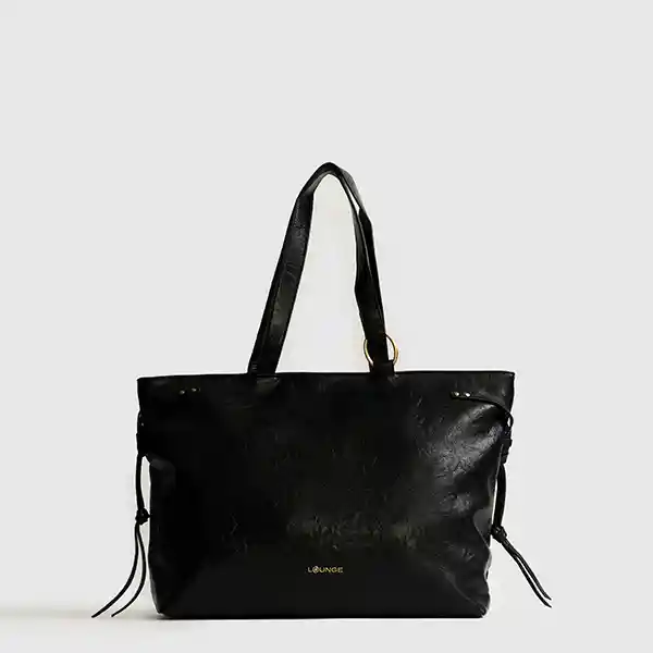 Cartera Tote Argolla Handle Tiritas Negro