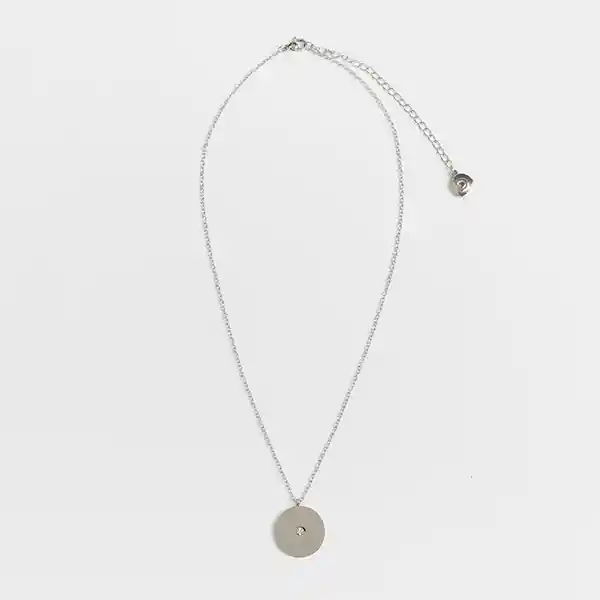 Collar Woman Charm Redondo Punto De Luz Plateado