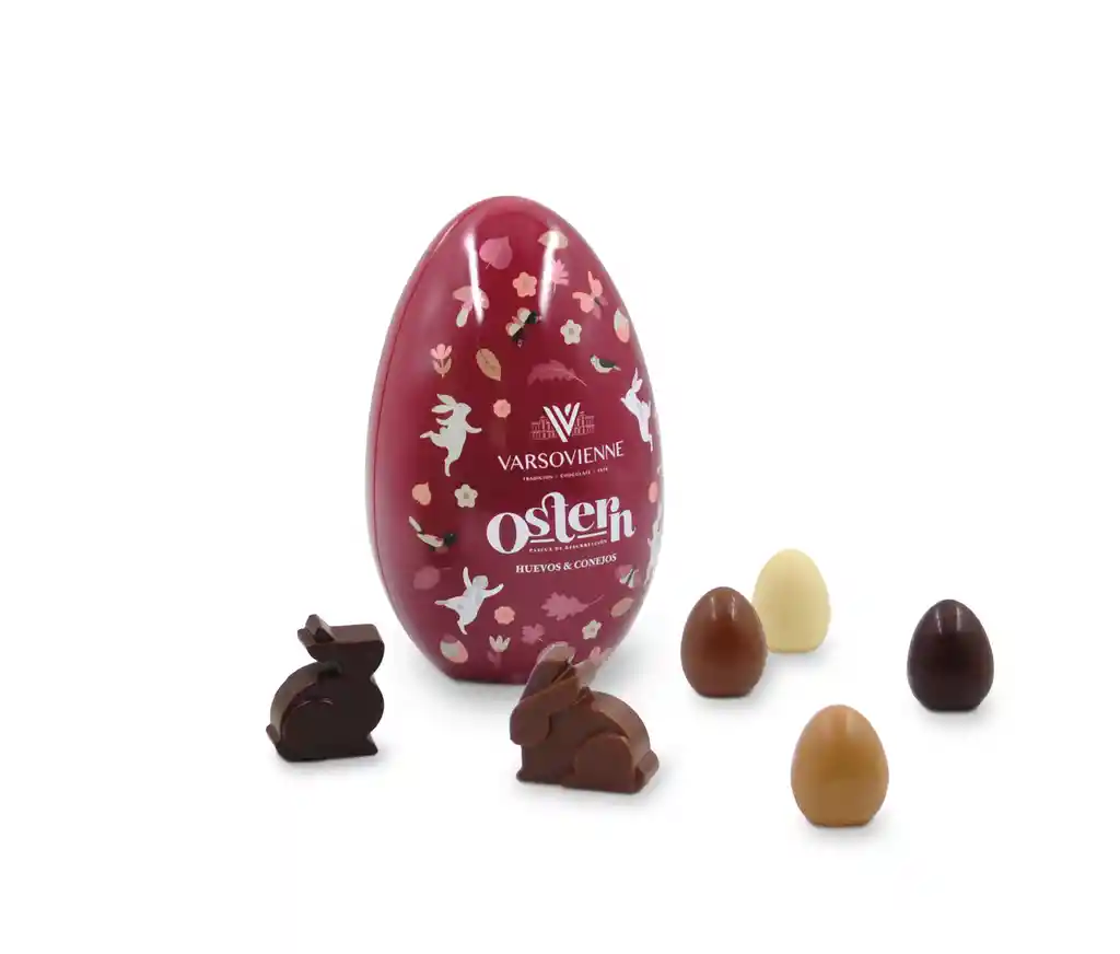 Huevo Metalico Grande Conejo Y Huevos Macizos Surtidos 160 G Burdeo