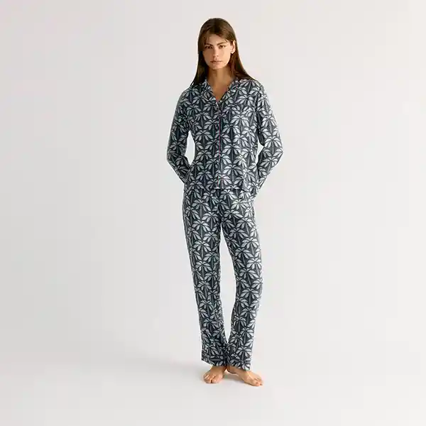 Pijama Dreamy Camisero Palmeras L Azul