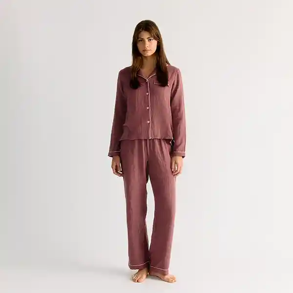 Pijama Dreamy Camisero Bicolor M Burdeo