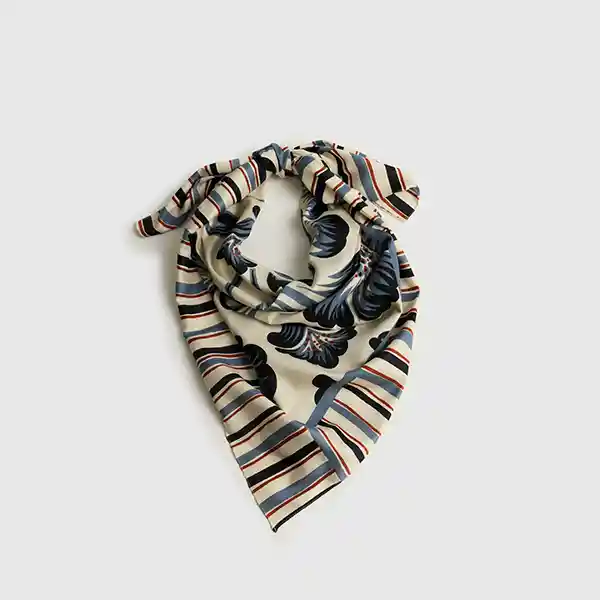 Pañuelo Boho Cuadrado Flores Beige
