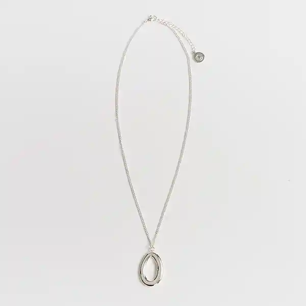 Collar Colgante Ovalado Plateado