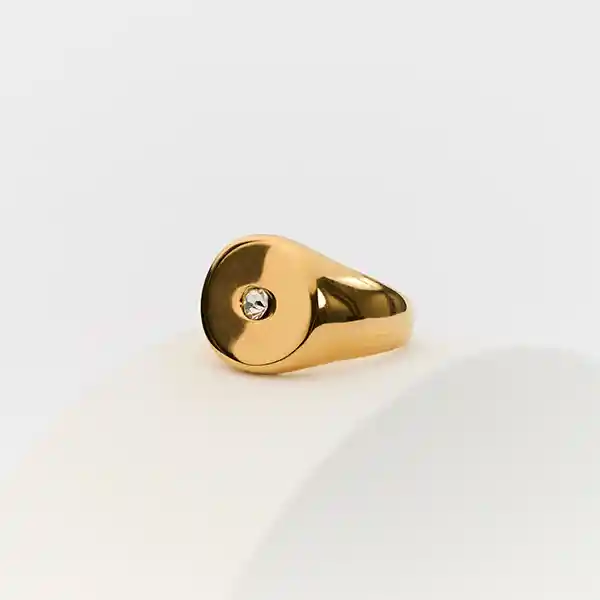 Anillo Woman Círculo Punto De Luz S Dorado