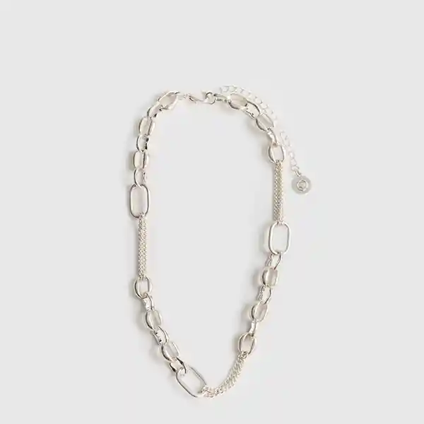Collar Con Eslabones Y Cadenas Plateado