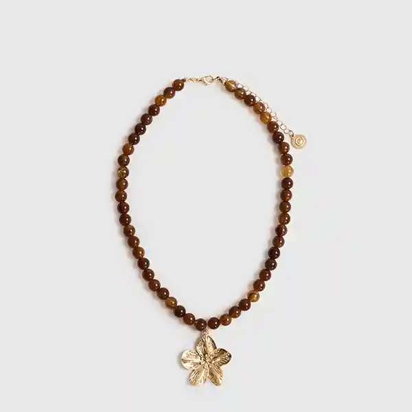 Collar Borlas Marmoladas Charm Flor Café