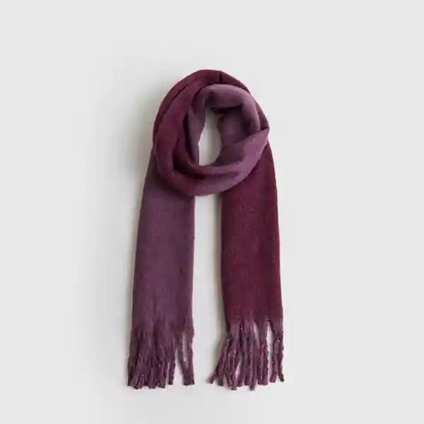 Bufanda Maxi Bicolor Con Flecos Morado