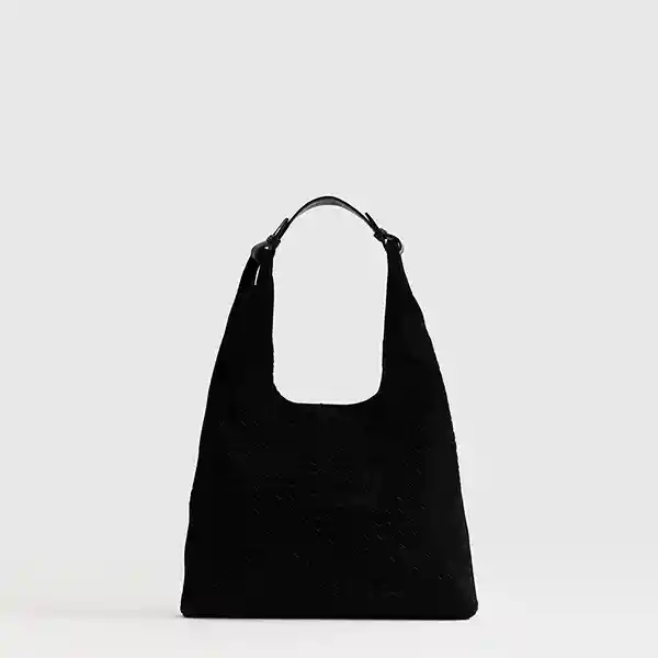 Cartera De Hombro Woman Medialuna Tejida Negro