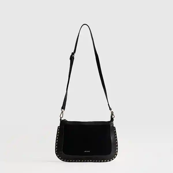 Cartera De Hombro Fake Suede Tachas Negro