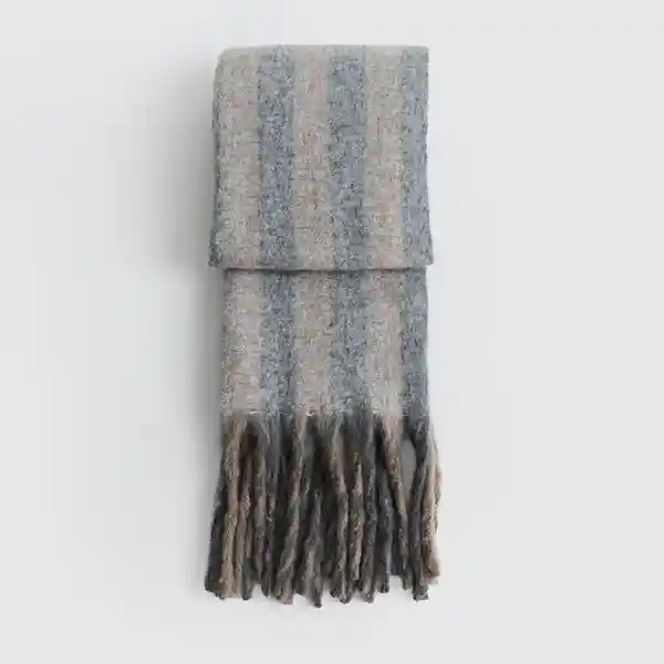 Bufanda Alto Invierno Líneas Flecos Gris