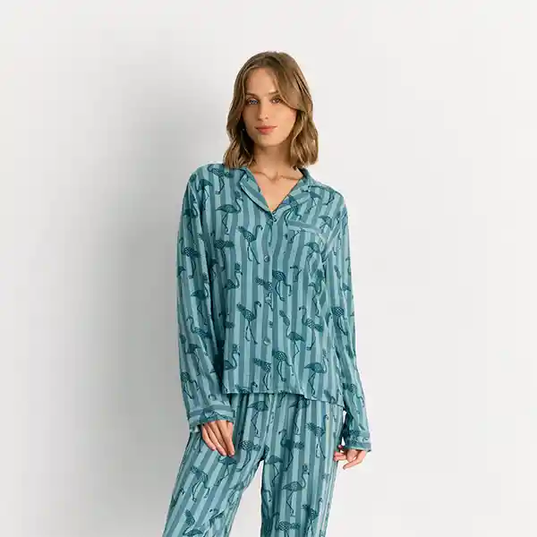 Pijama Camisero Flamencos S Verde