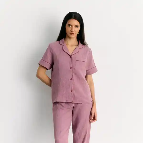 Pijama Camisero Gauze L Rosado