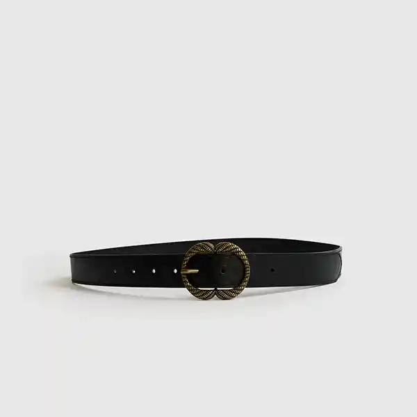 Cinturón Hebilla Doble Medialuna M/l Negro