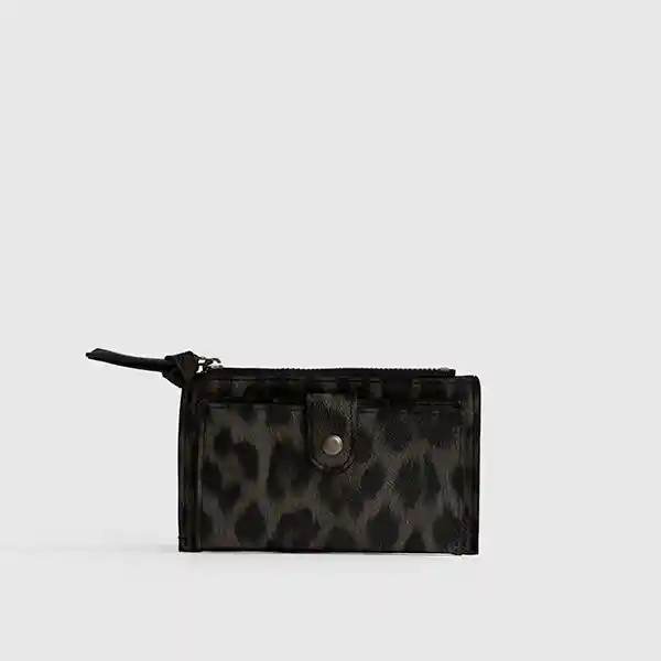 Billetera Woman Tejido Botón Gris