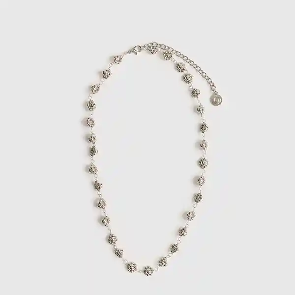 Collar Flores Plateado