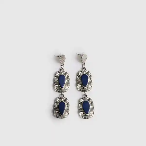 Aros Largos Piedras Plateado