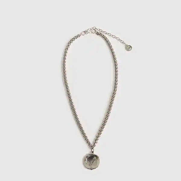 Collar Charm Moneda Plateado